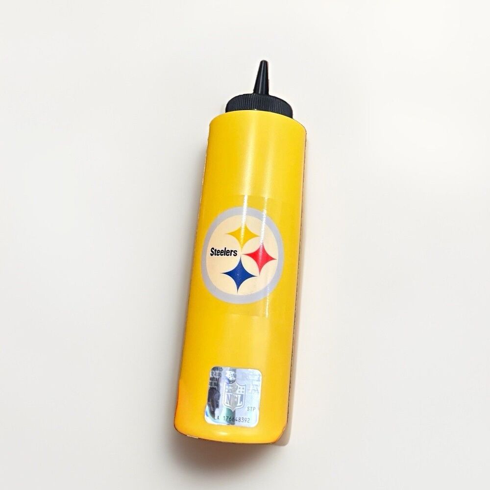 Pittsburgh Steelers NFL Football Yellow Water Bottle Squeeze Bottle Black Nozzle